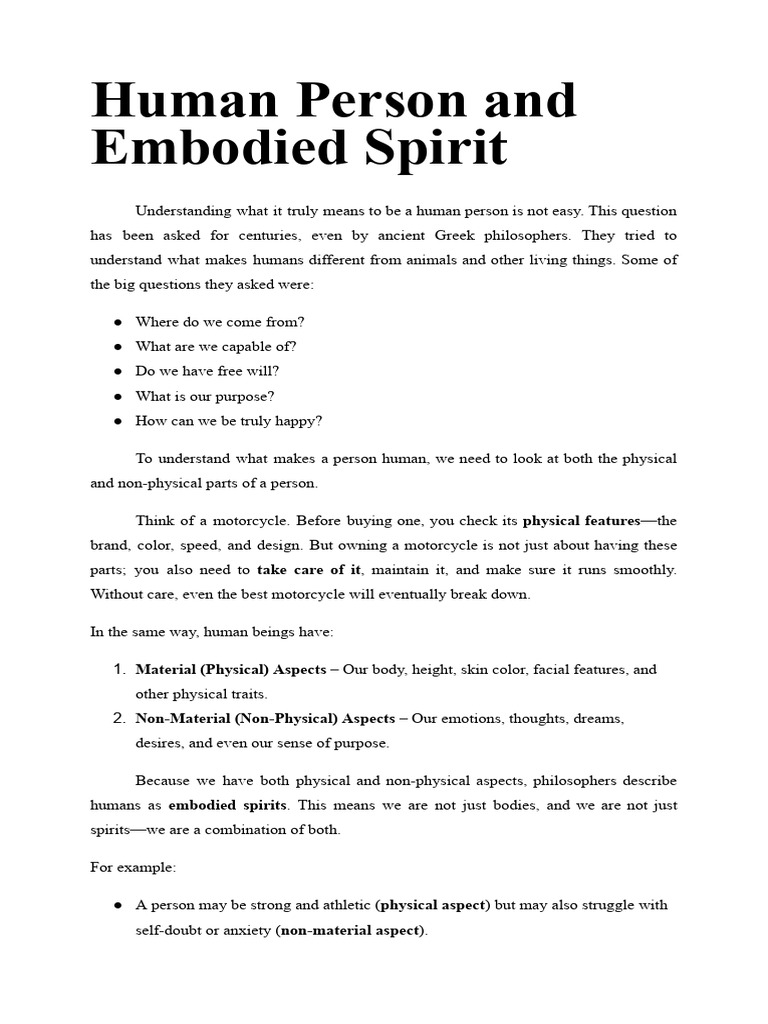 Understanding the Embodied Spirit of Humanity | PDF | Soul | Reason
