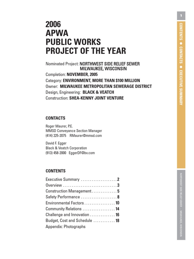 2006 Apwa Public Works Project of The Year: Contacts | PDF | Combined ...