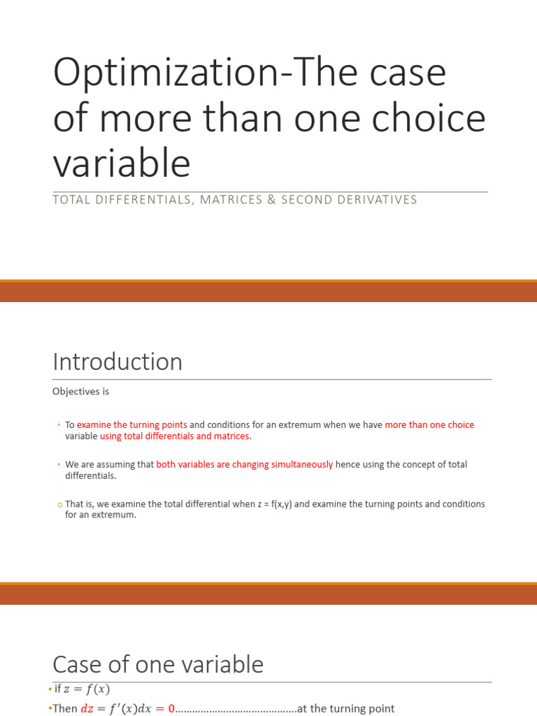 Topic 9 - The Case of More Than One Choice Variable | PDF ...