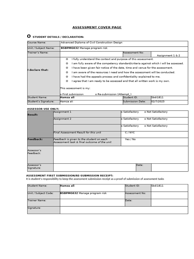Civil Construction Assessment Guide | PDF | Risk | Risk Management