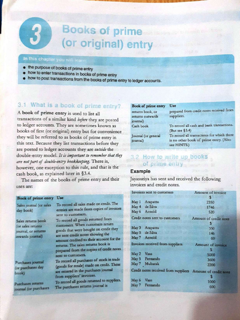 Chapter 3 Books of Prime (Or Original) Entry, As and A Level Accounting ...