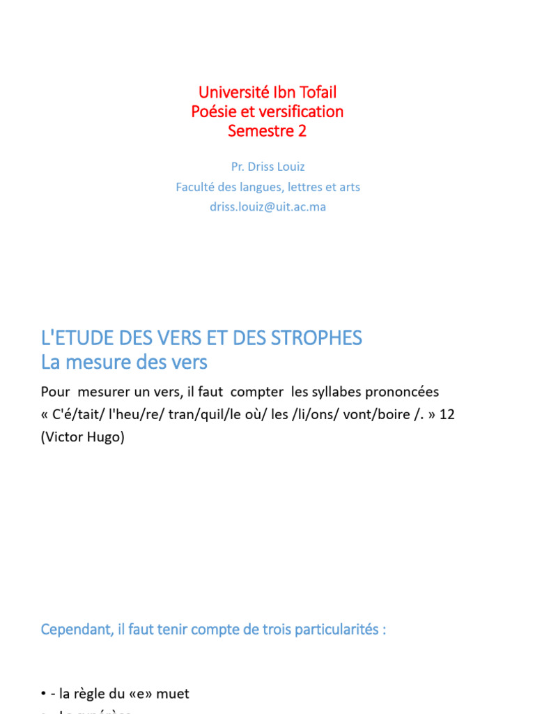 Mesure et Types de Vers en Poésie | PDF | Rime dans la poésie ...