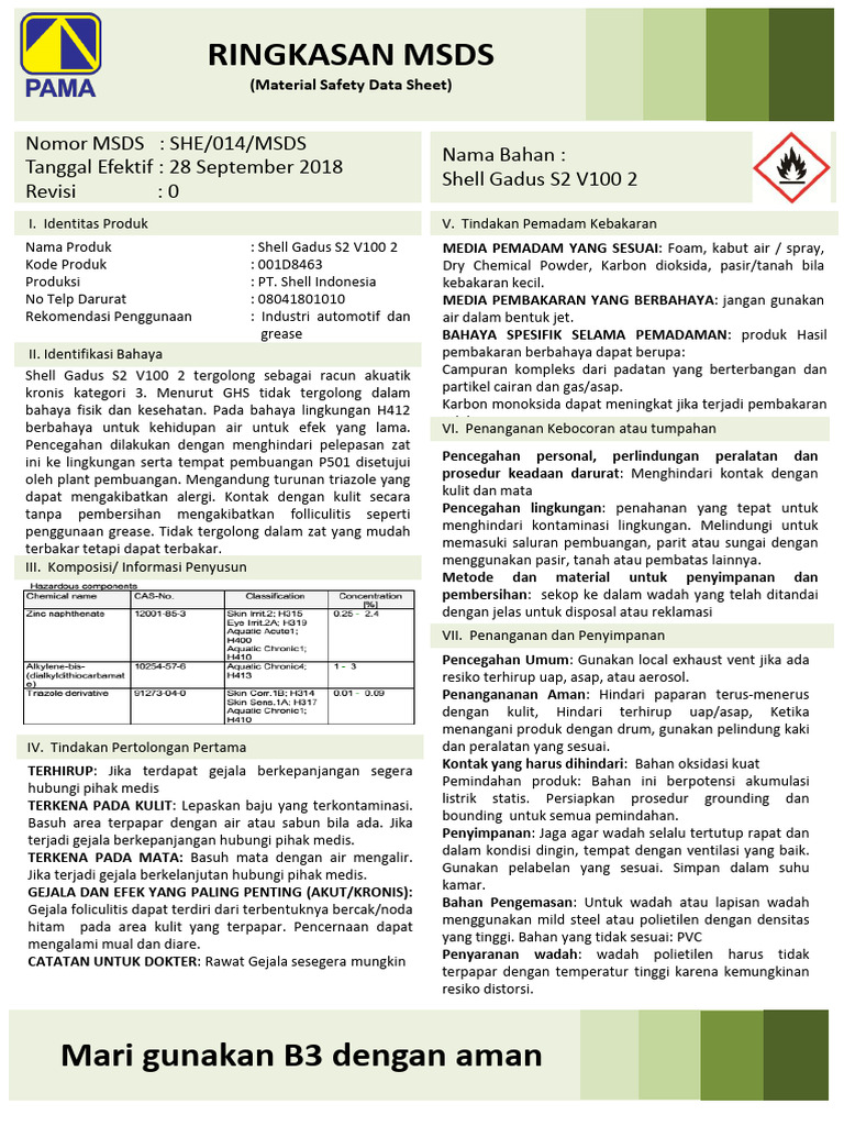 MSDS Shell Gadus S2 V100 2 | PDF
