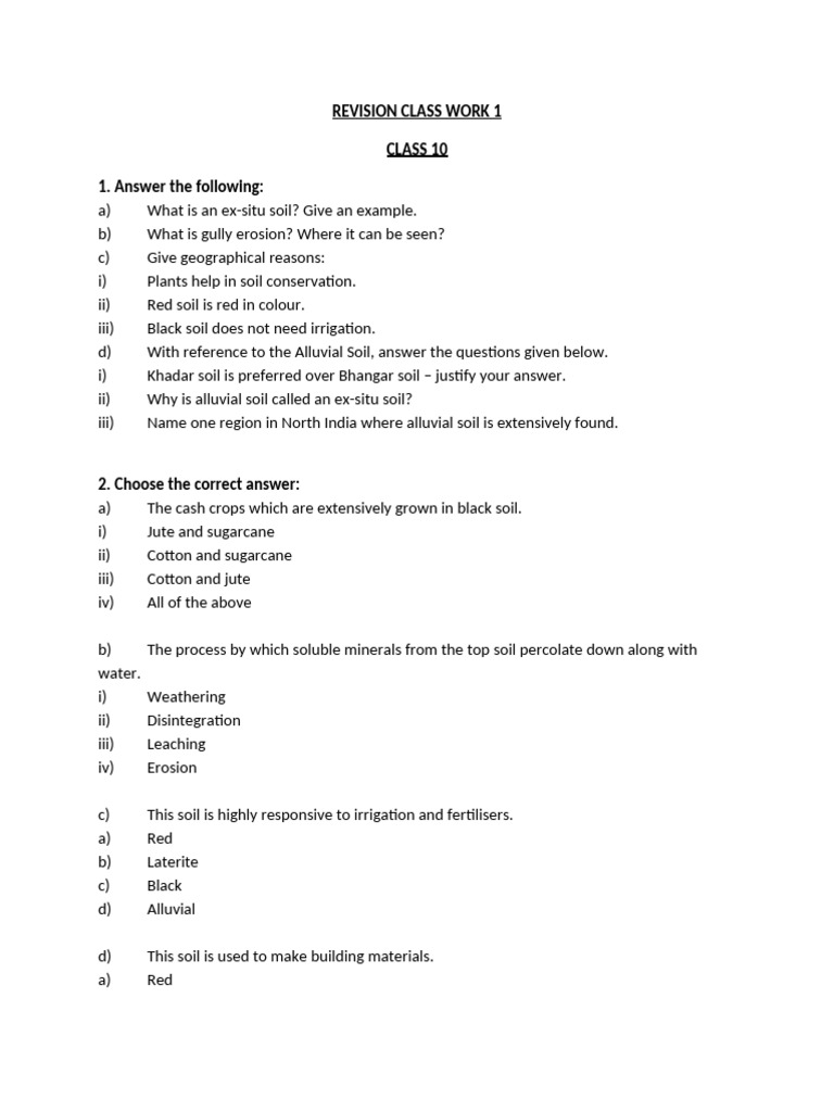 Revision Work 1 | PDF