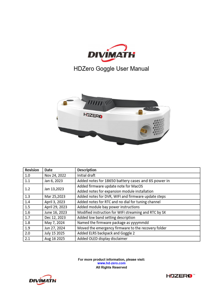 HDZero Goggle User Manual v2.1 | PDF | Wi Fi | Digital Video Recorder