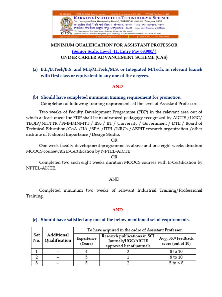 AICTE CAS Guidelines for 2024 | PDF | Academia | Titles