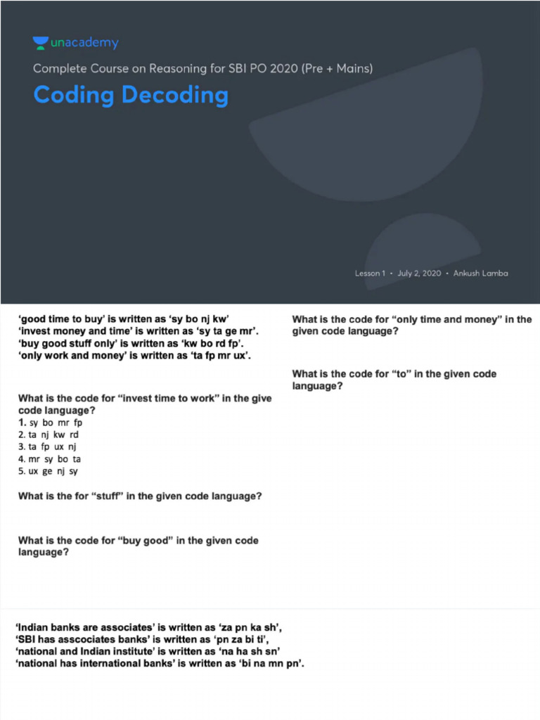 Coding Decoding No Anno | PDF