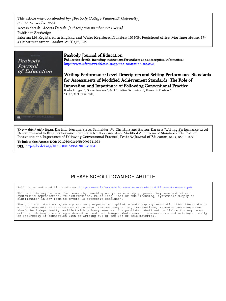 Writing Performance Level Descriptors An | PDF | Multiple Choice ...