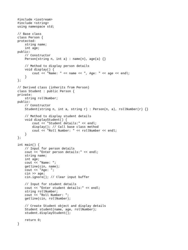 C++ Class Inheritance Example | PDF