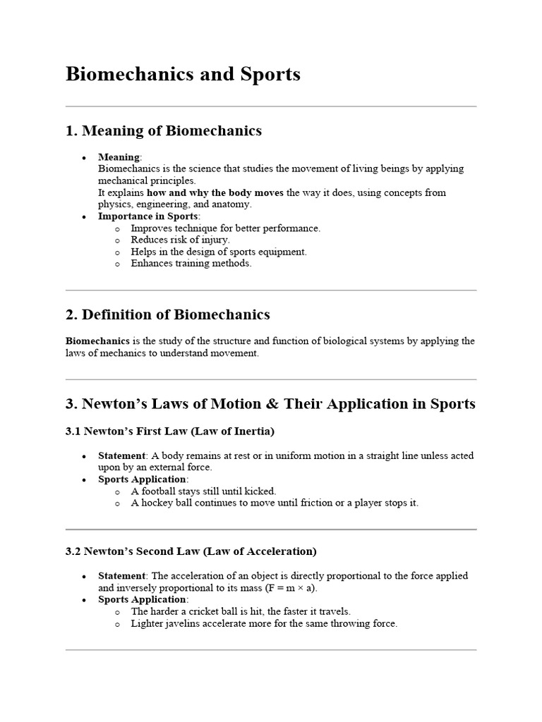 Understanding Biomechanics in Sports | PDF | Force | Lever