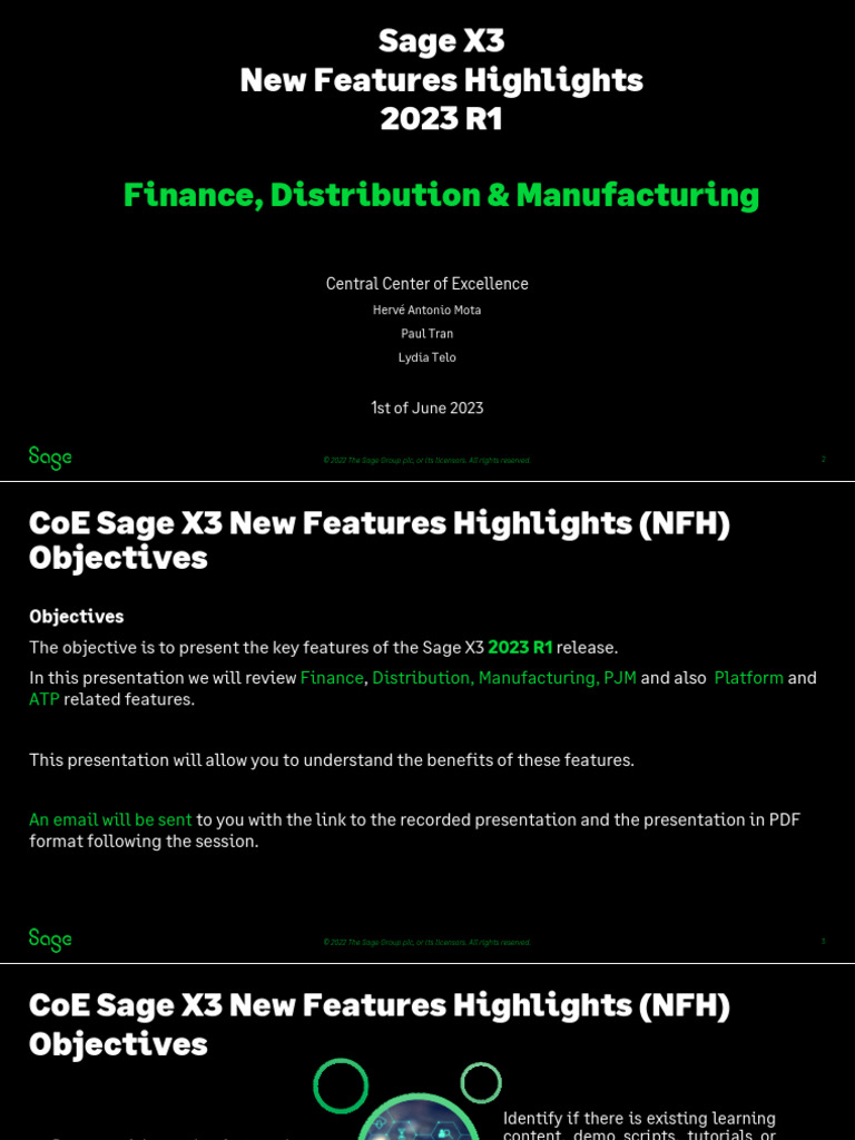 Sage X3 2023 R1 Features Overview | PDF | Receipt | Barcode