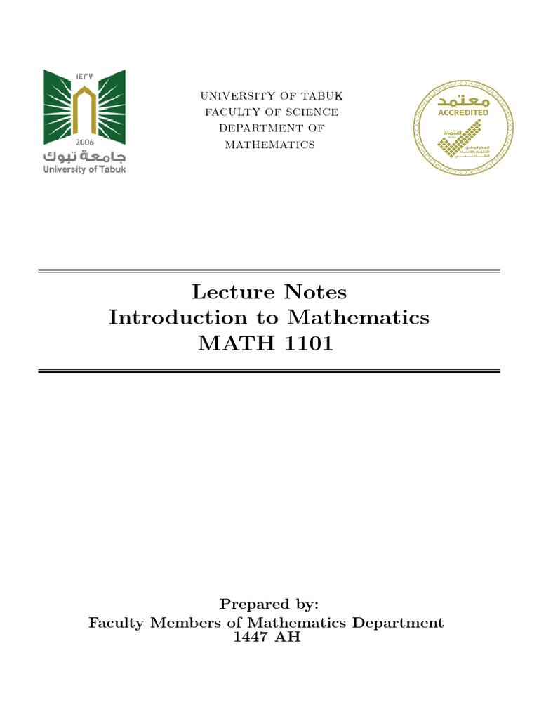 Introduction to MATH 1101 Course | PDF | Numbers | Function (Mathematics)