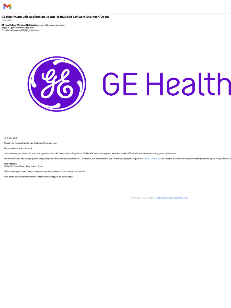 Gmail - GE HealthCare Job Application Update_ R4023608 Software ...