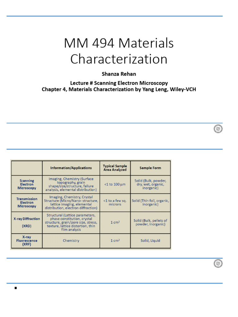 MM-494 Lecture-8 SEM 2021 | PDF | Scanning Electron Microscope | Energy ...