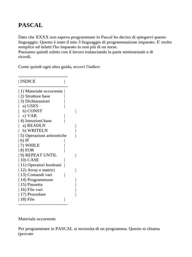 Breve Guida Pascal | PDF