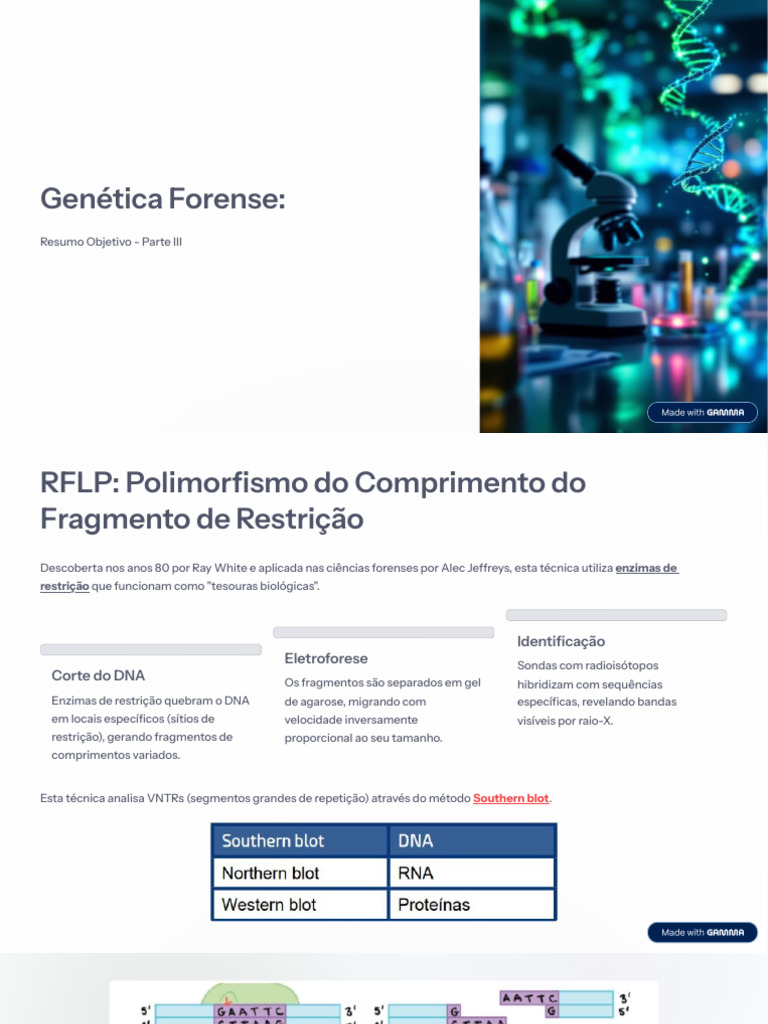 Análise RFLP e PCR em Genética Forense | PDF | Reação em cadeia da ...
