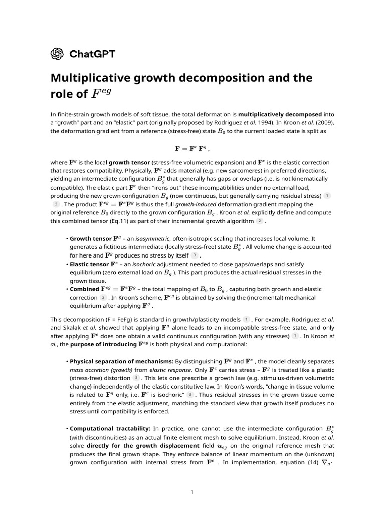 Growth Decomposition in Soft Tissue Models | PDF | Elasticity (Physics ...