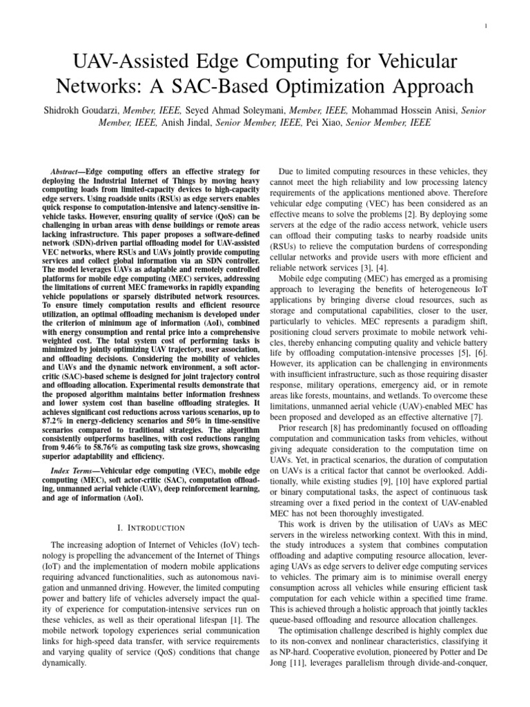 UAV-Driven Edge Computing for Vehicles | PDF | Internet Of Things ...