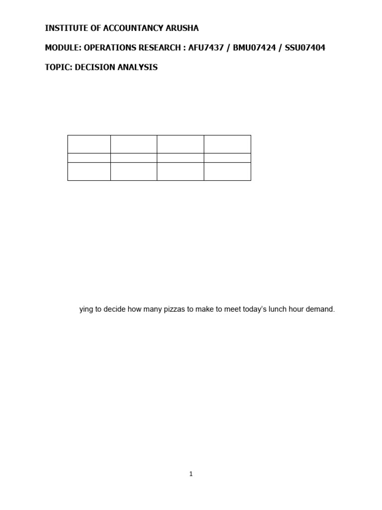 Decision Analysis - Tutorial Problems | PDF | Decision Making | Applied ...