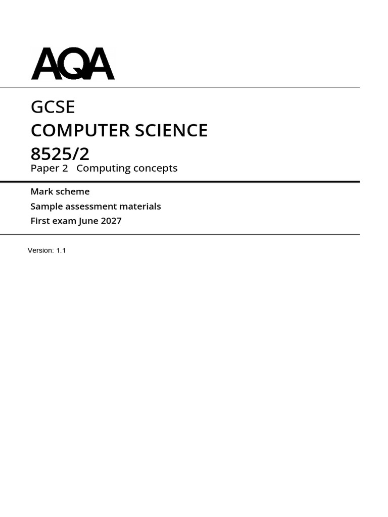 GCSE Computer Science Mark Scheme 2027 | PDF | Hard Disk Drive ...
