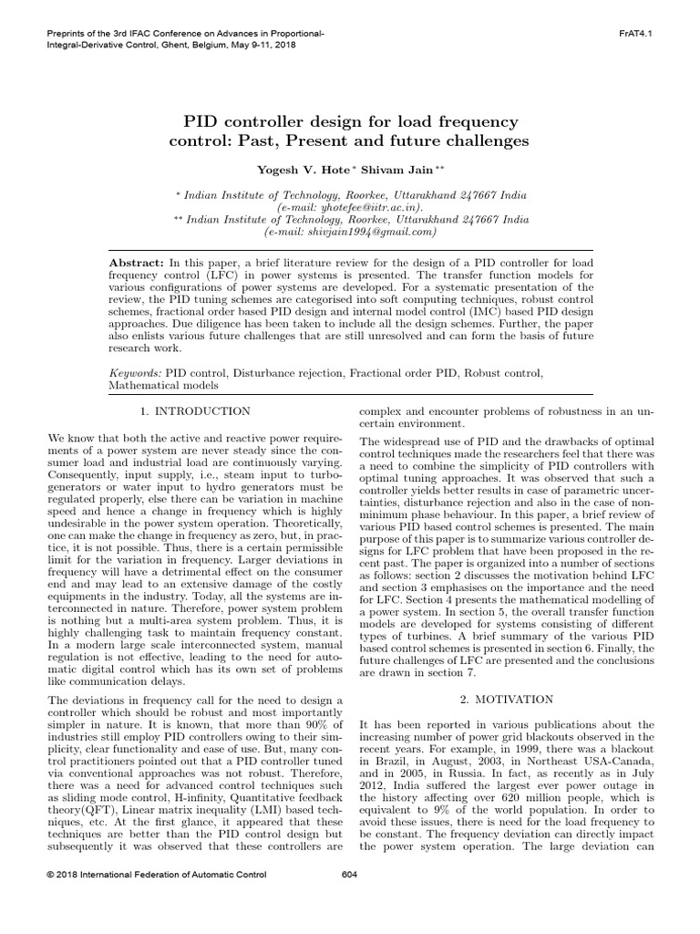 Event-Triggered PID for Load Frequency Control | PDF | Control Theory ...