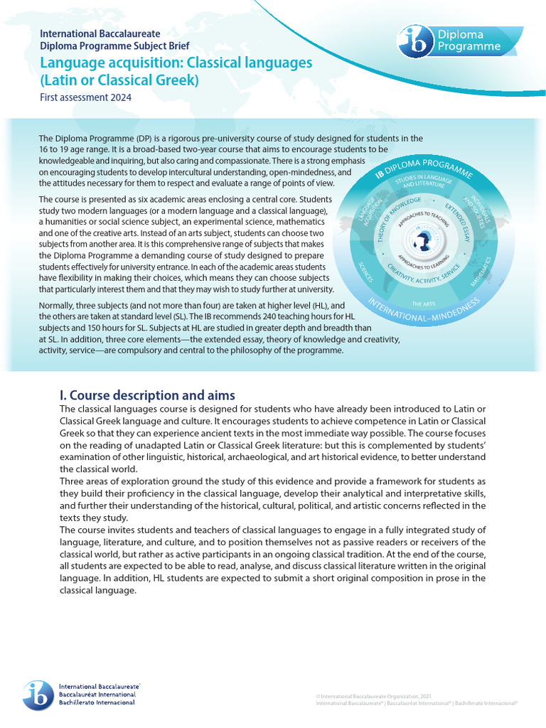 Classical Languages in IB Diploma Program | PDF | Human Communication