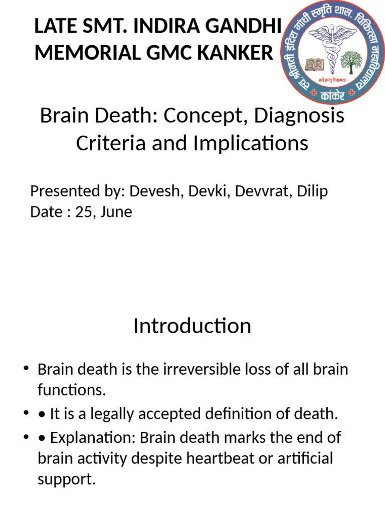 Brain Death: Diagnosis and Legal Aspects | PDF | Death | Coma