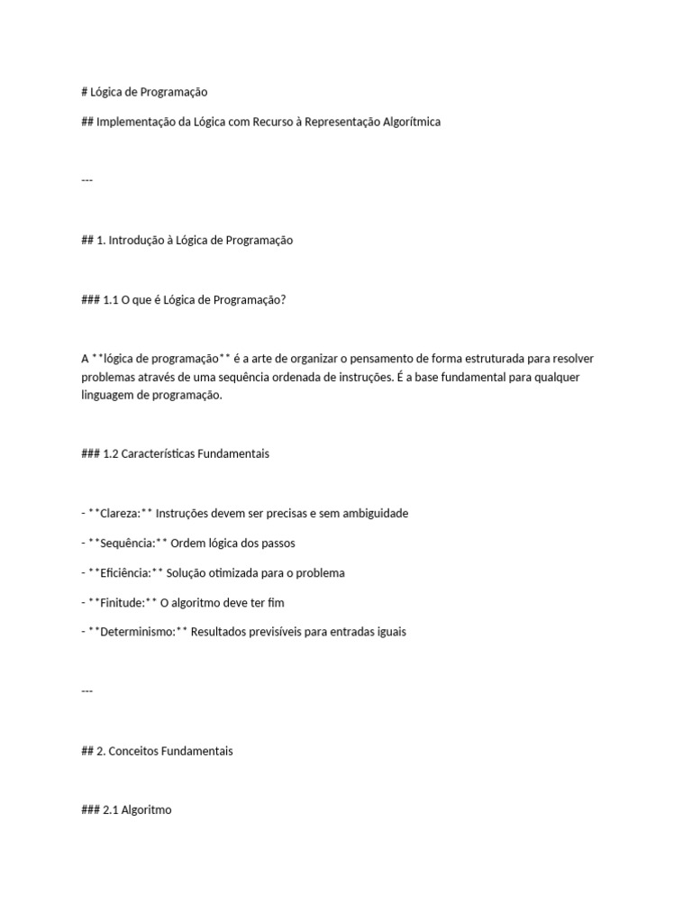 Implementação da Lógica de Programação | PDF | Algoritmos | Controle de ...