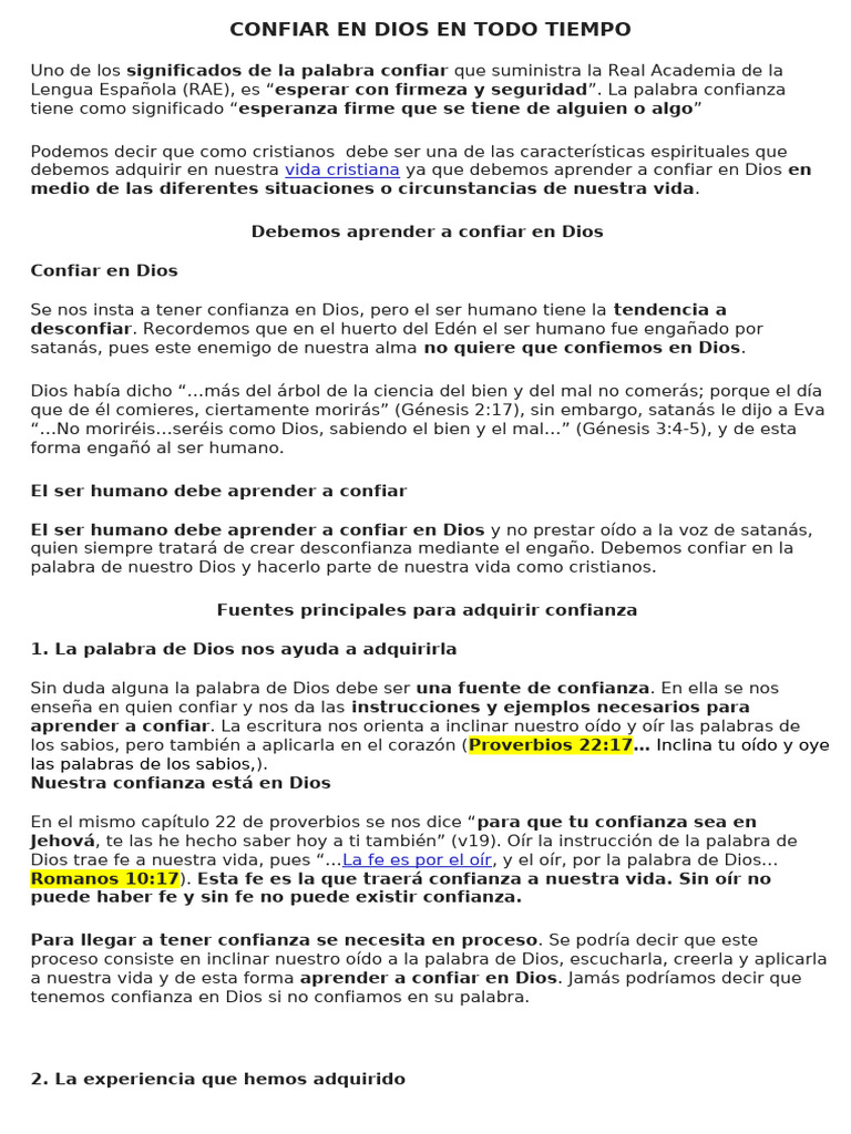 Confiar en Dios en Todo Tiempo | PDF | Dios | Víspera