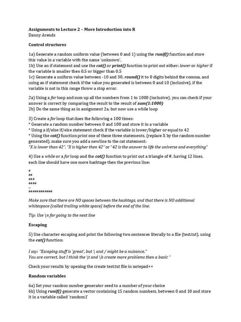 R Programming Assignments Overview | PDF | Applied Mathematics ...