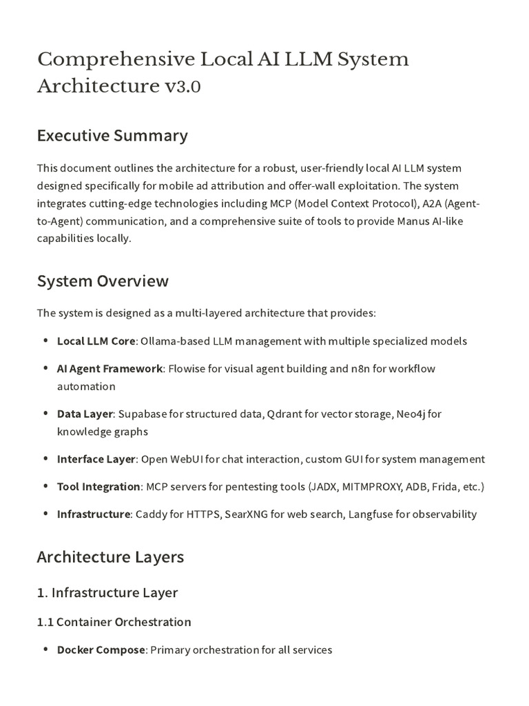 Local AI LLM System Architecture v3.0 | PDF | Scalability | Databases