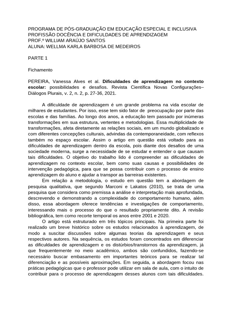 Dificuldades de Aprendizagem na Educação | PDF | Aprendizado | Pedagogia