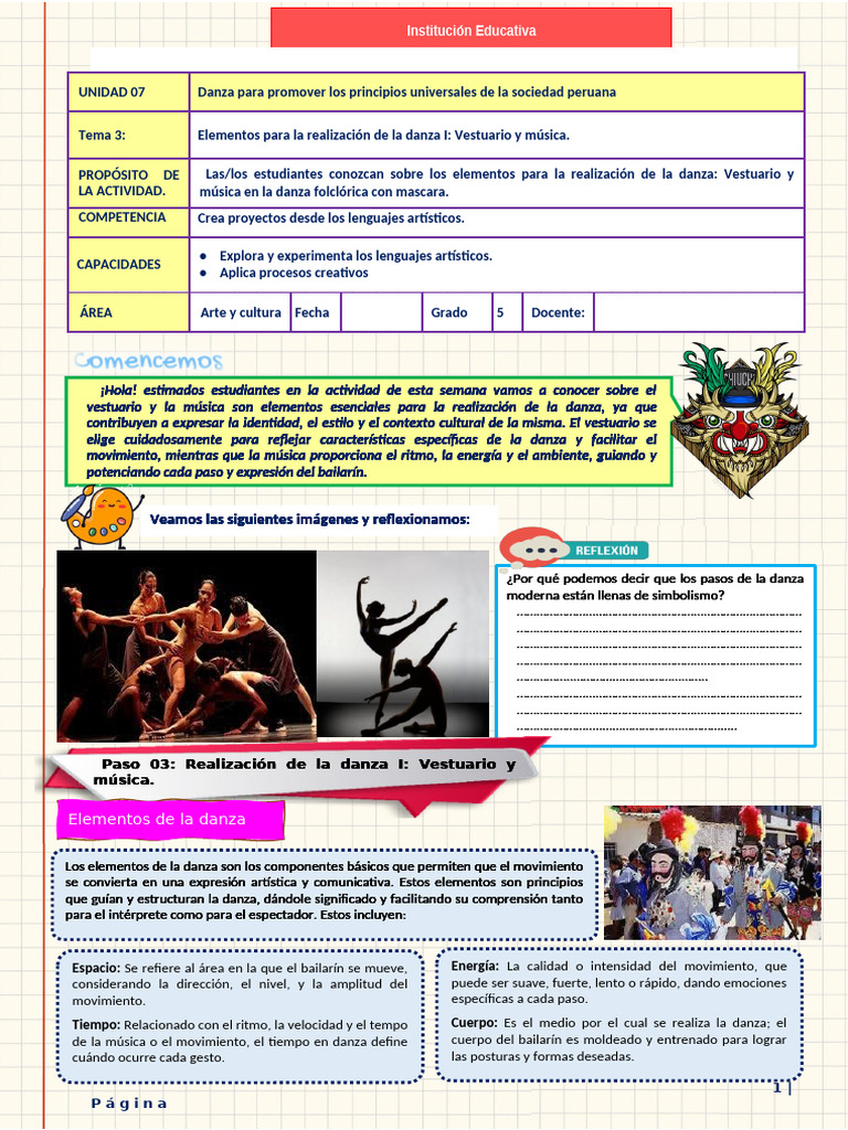 Arte y Cultura 5° UNIDAD 07-TEMA 03 | PDF | Bailes | Ritmo