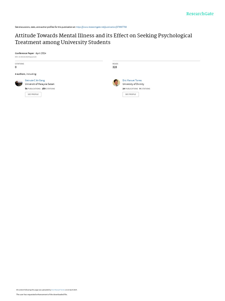 Mental Illness Attitudes in University Students | PDF | Mental Health ...