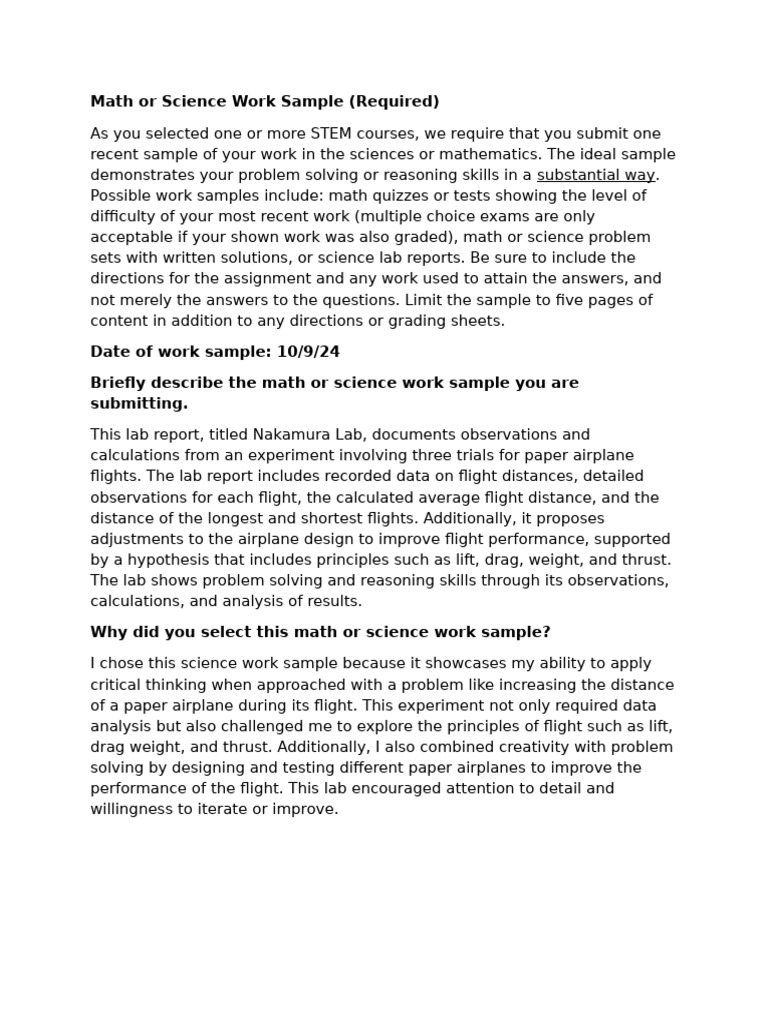 STEM Lab Report: Paper Airplane Experiment | PDF