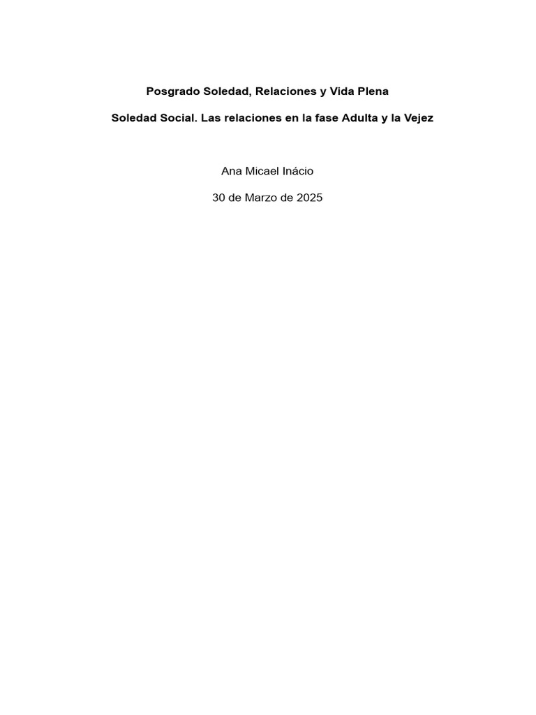 Soledad y relaciones en la vejez | PDF | Soledad | Vejez