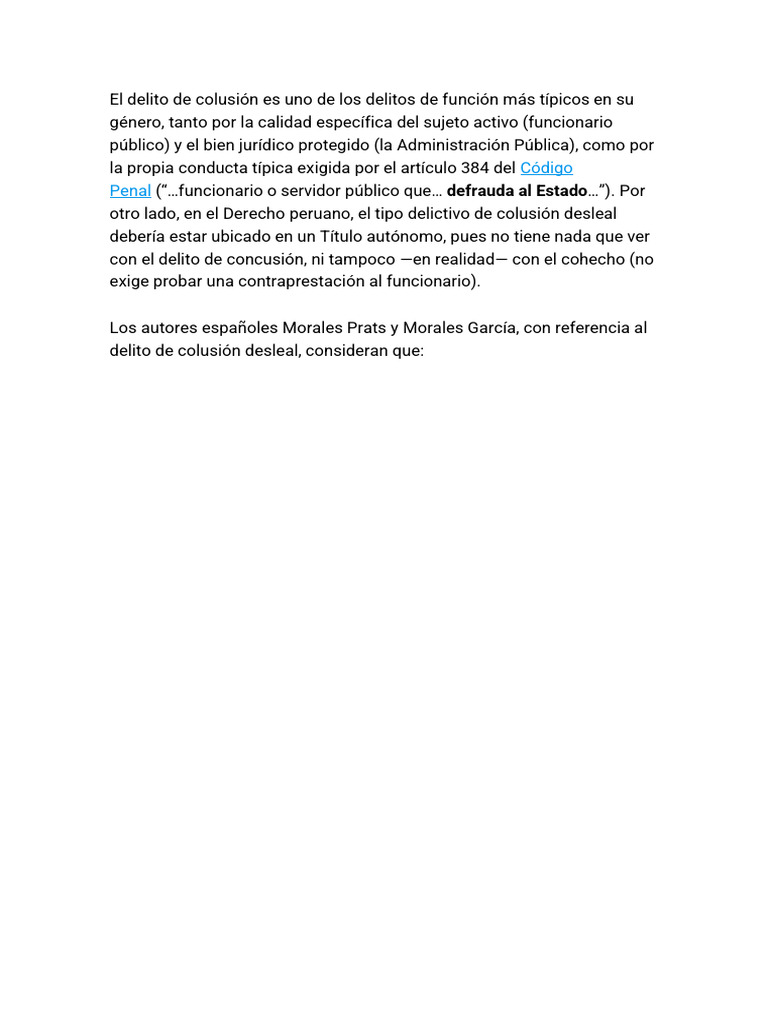 Delito de colusión en la función pública | PDF