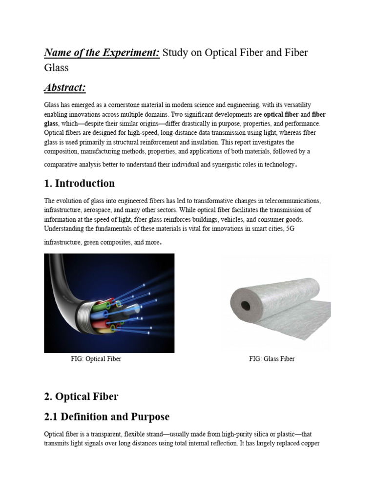 Optical Fiber vs. Fiber Glass Study | PDF | Optical Fiber | Fiberglass