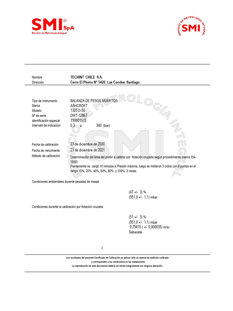 1 Smi 121590P | PDF | Incertidumbre | Calibración