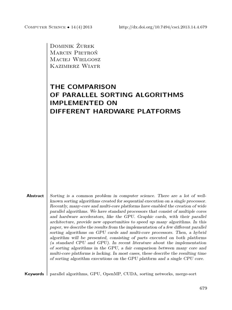 The Comparison of Parallel Sorting | PDF | Multi Core Processor ...