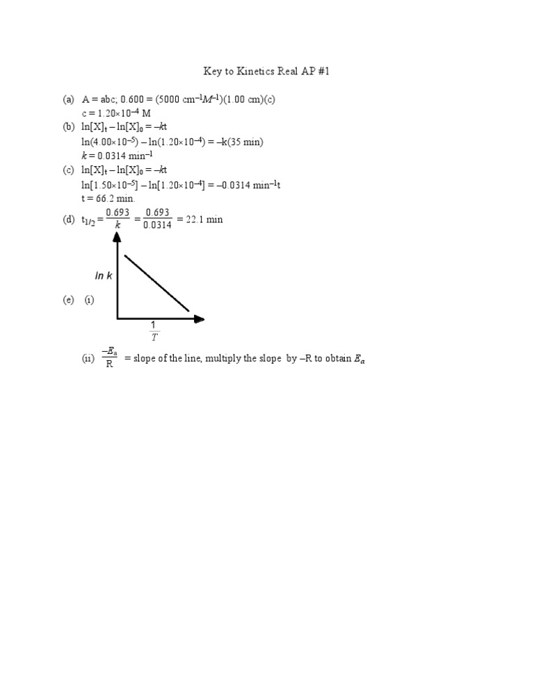 Kinetics Calculations and Analysis | PDF | Teaching Methods & Materials ...