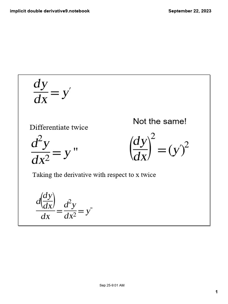 Double Implicit Differentiation Guide | PDF