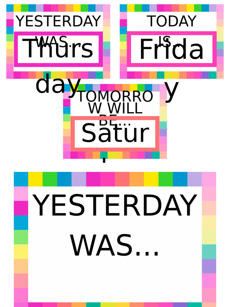 Colorful Days of The Week Circle Time Chart Flashcards | PDF