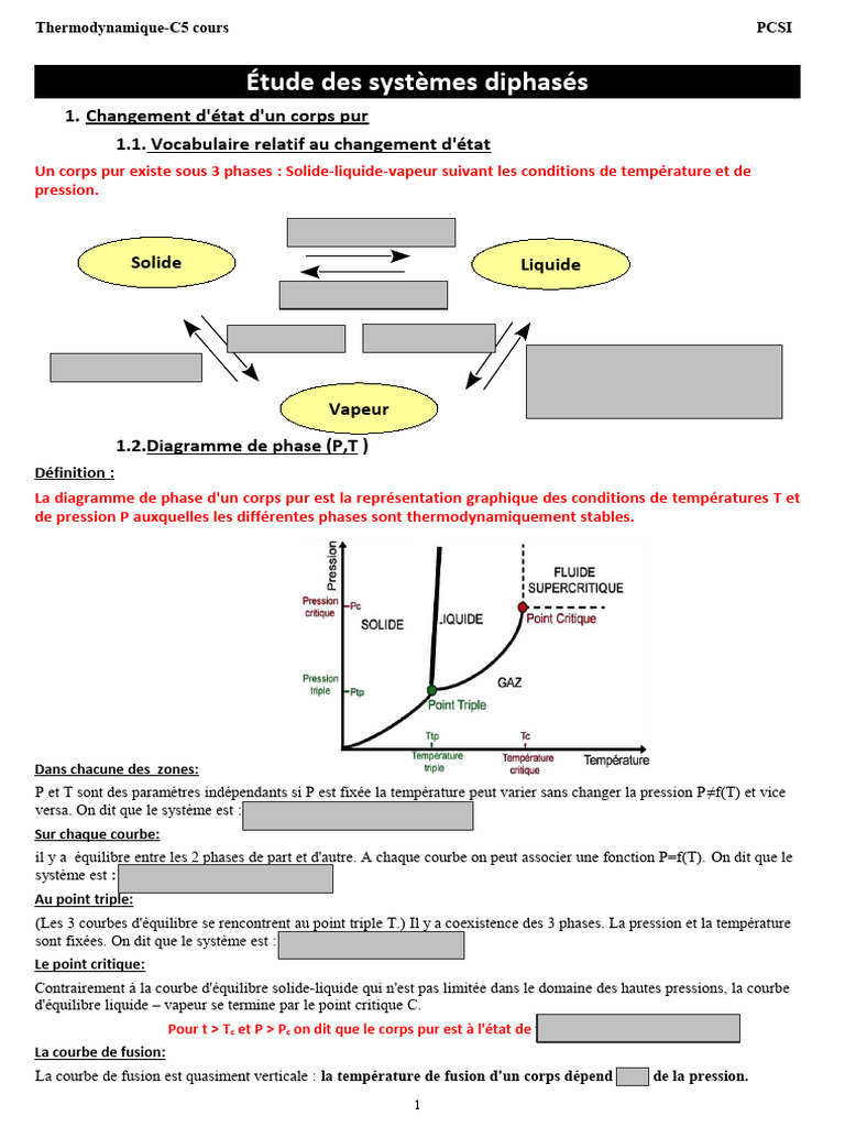 Étude des systèmes diphasés en thermodynamique | PDF | Diagramme de ...