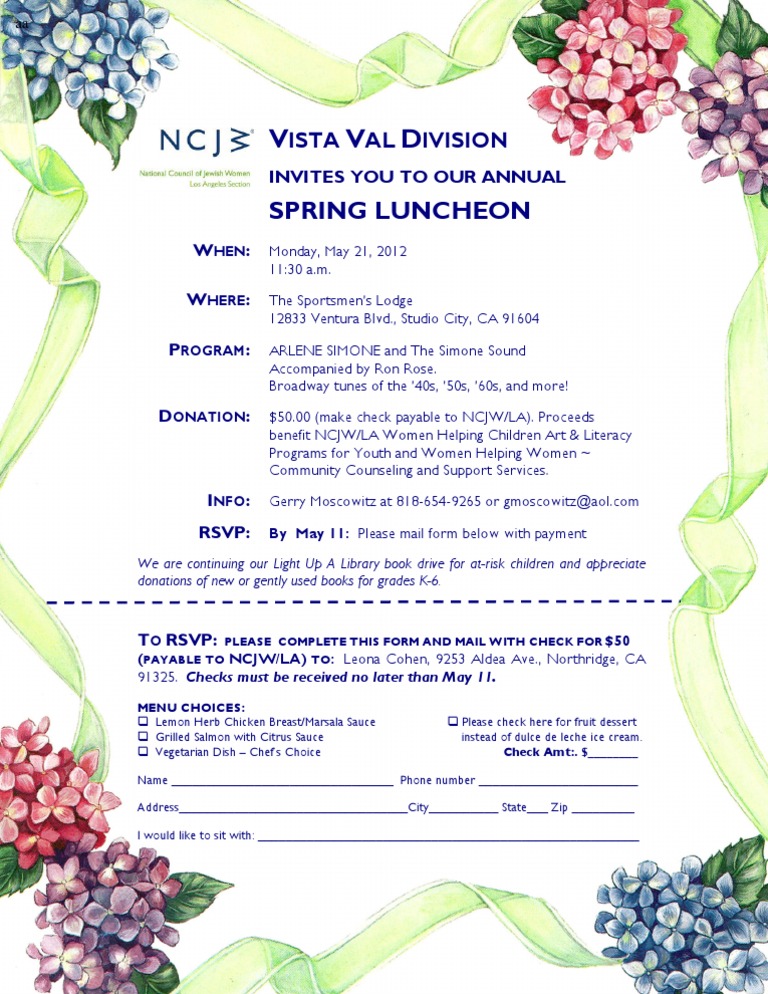 Annual Spring Luncheon Invitation | PDF | Western Cuisine | Regional ...