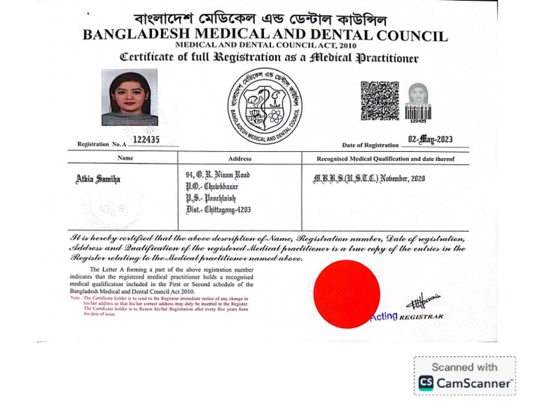 BMDC Certificate 2 | PDF