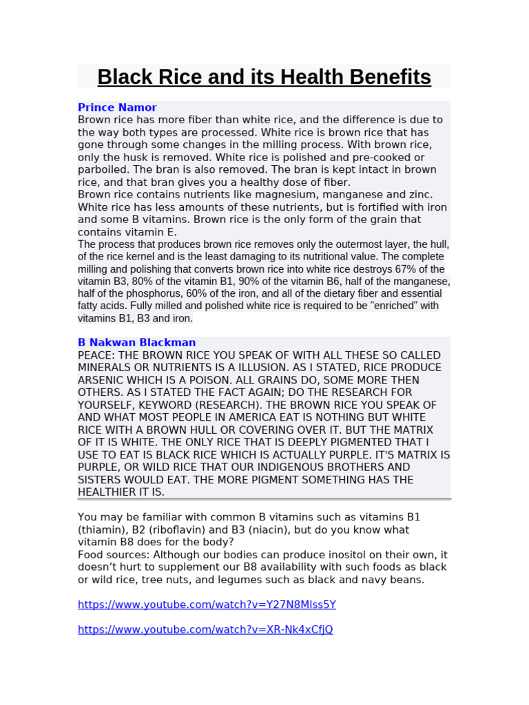 Black Rice and Its Health Benefits | PDF