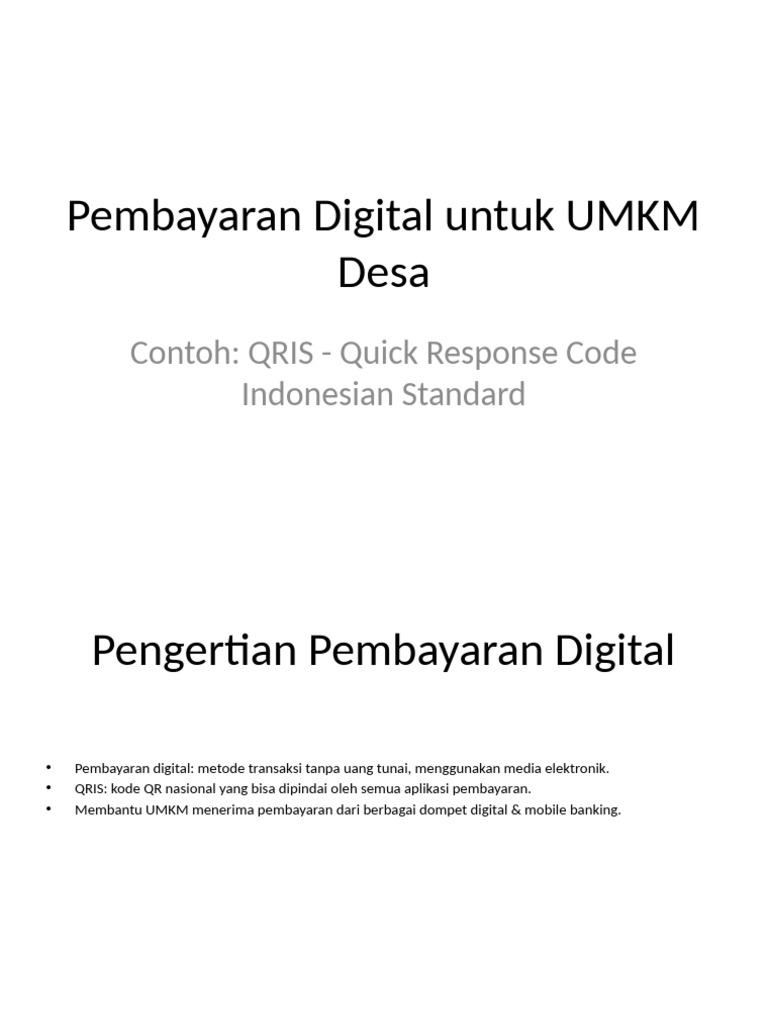 Manfaat QRIS untuk Pembayaran UMKM | PDF