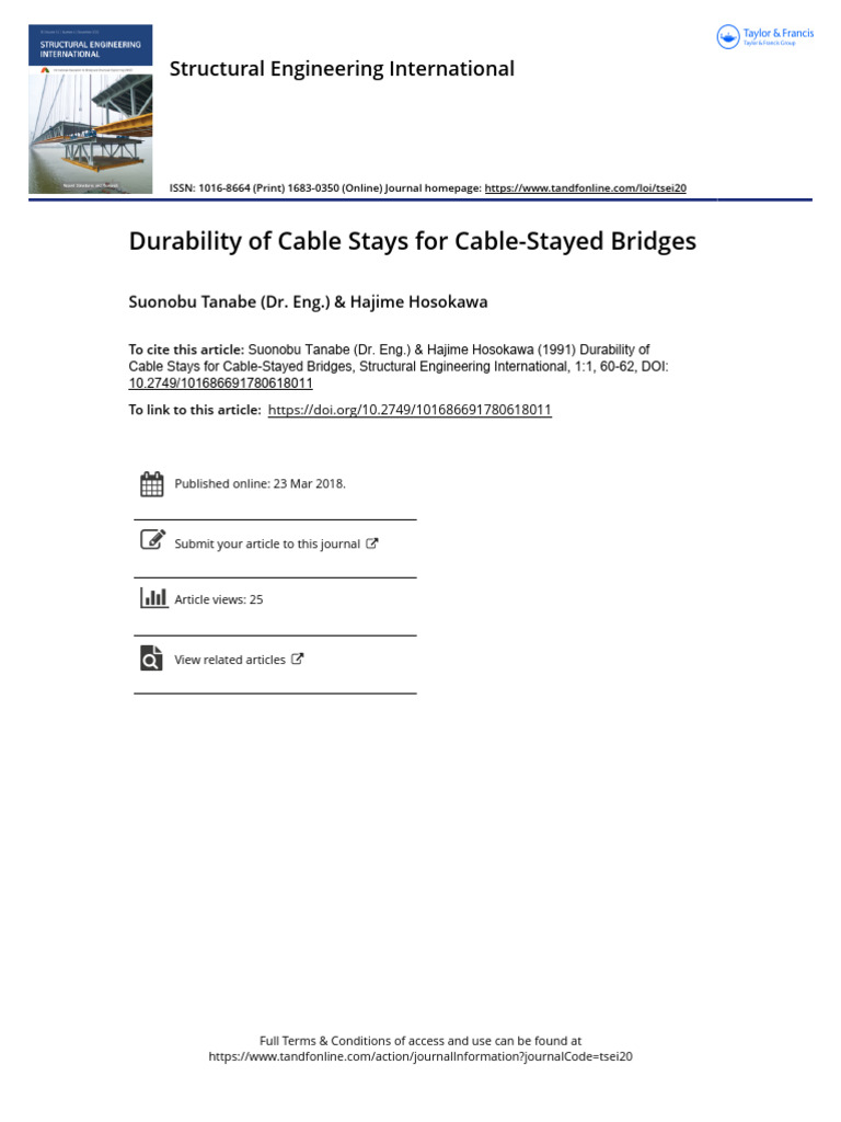 Cable Stay Durability in Bridges | PDF | Corrosion | Wire