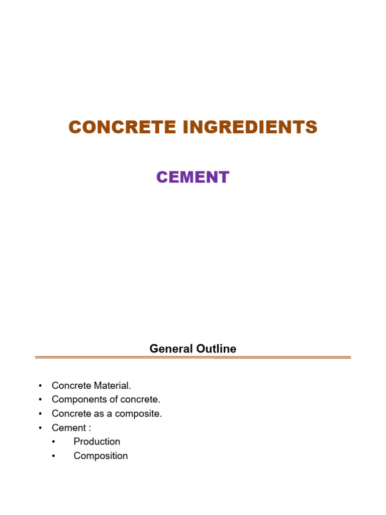 Cement Ingredients and Composition | PDF | Cement | Concrete